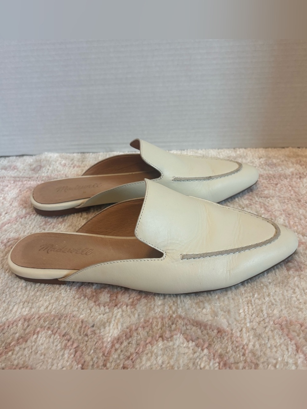 Madewell The Frances Skimmer Mule Cream Leather Slip-On Size 7.5